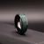Black Ceramic Men’s Wedding Band with Green Moss Agate – Bold, Organic Wedding Ring - BerchJewelry