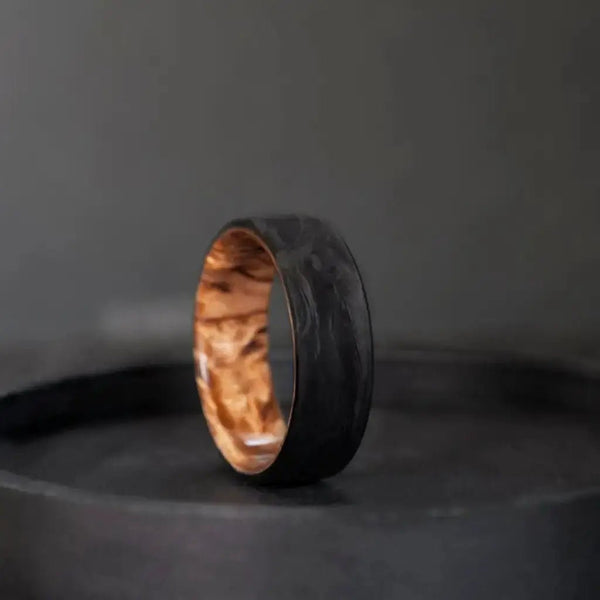 Carbon Fiber Karelian Birch Wood Men's Ring - BerchJewelry
