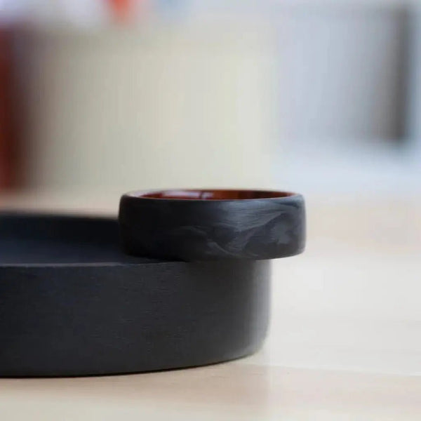 Forged Carbon Cocobolo Wood Wedding Ring, Handmade Design - BerchJewelry