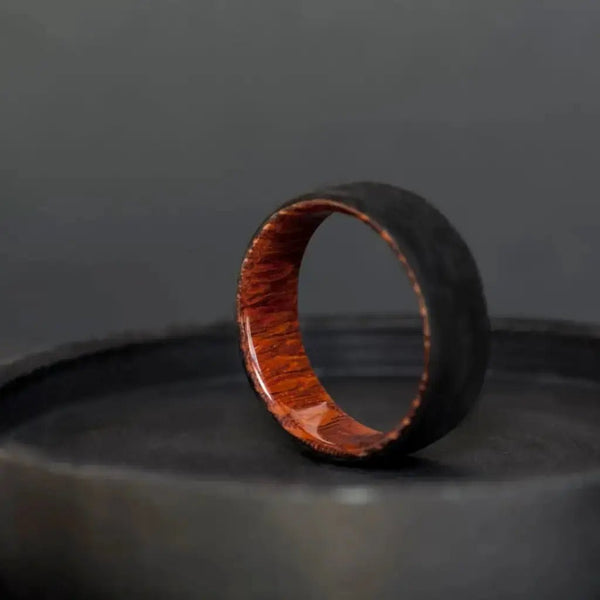 Snakewood Forged Carbon Wedding Band for Men - BerchJewelry