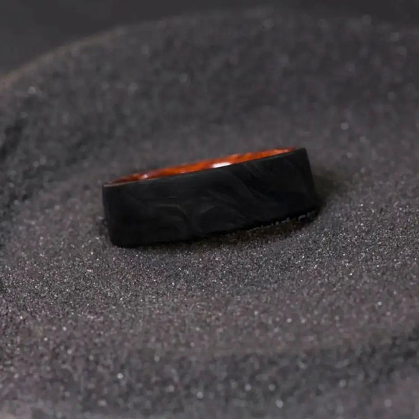 Snakewood Forged Carbon Wedding Band for Men - BerchJewelry