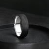 Sterling Silver Carbon Fiber Ring, Modern Elegant Jewelry - BerchJewelry