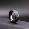 Black Ceramic Men’s Wedding Band with Green Moss Agate – Bold, Organic Wedding Ring - BerchJewelry