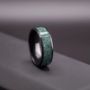 Black Ceramic Men’s Wedding Band with Green Moss Agate – Bold, Organic Wedding Ring - BerchJewelry