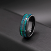Men’s Wedding Band with Meteorite and Opal – Ceramic Galaxy Ring, Gift for Him - BerchJewelry