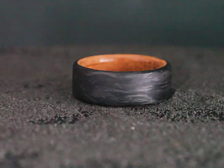 Whiskey Barrel Carbon Fiber Ring, Men's Wedding Band.