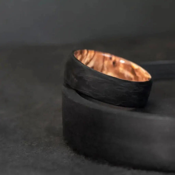 Carbon Fiber Karelian Birch Wood Men's Ring - BerchJewelry