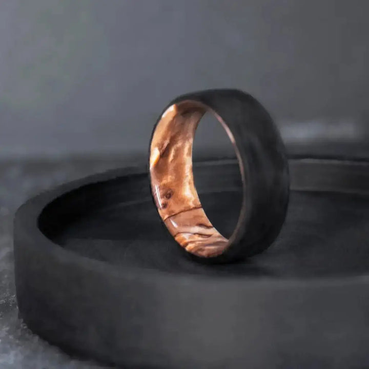 Carbon Fiber and Karelian Birch Wood Ring.