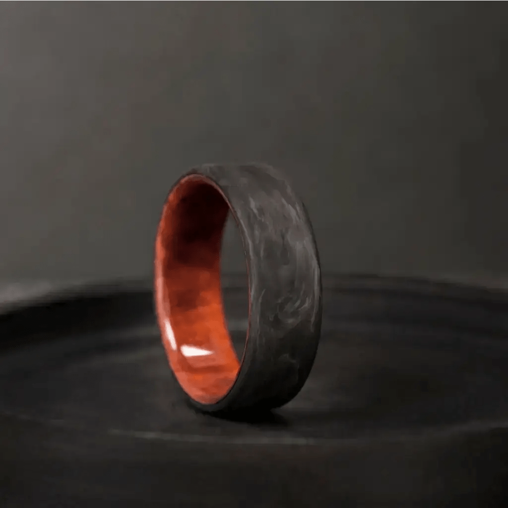 Forged Carbon Fiber and California Redwood Ring - BerchJewelry