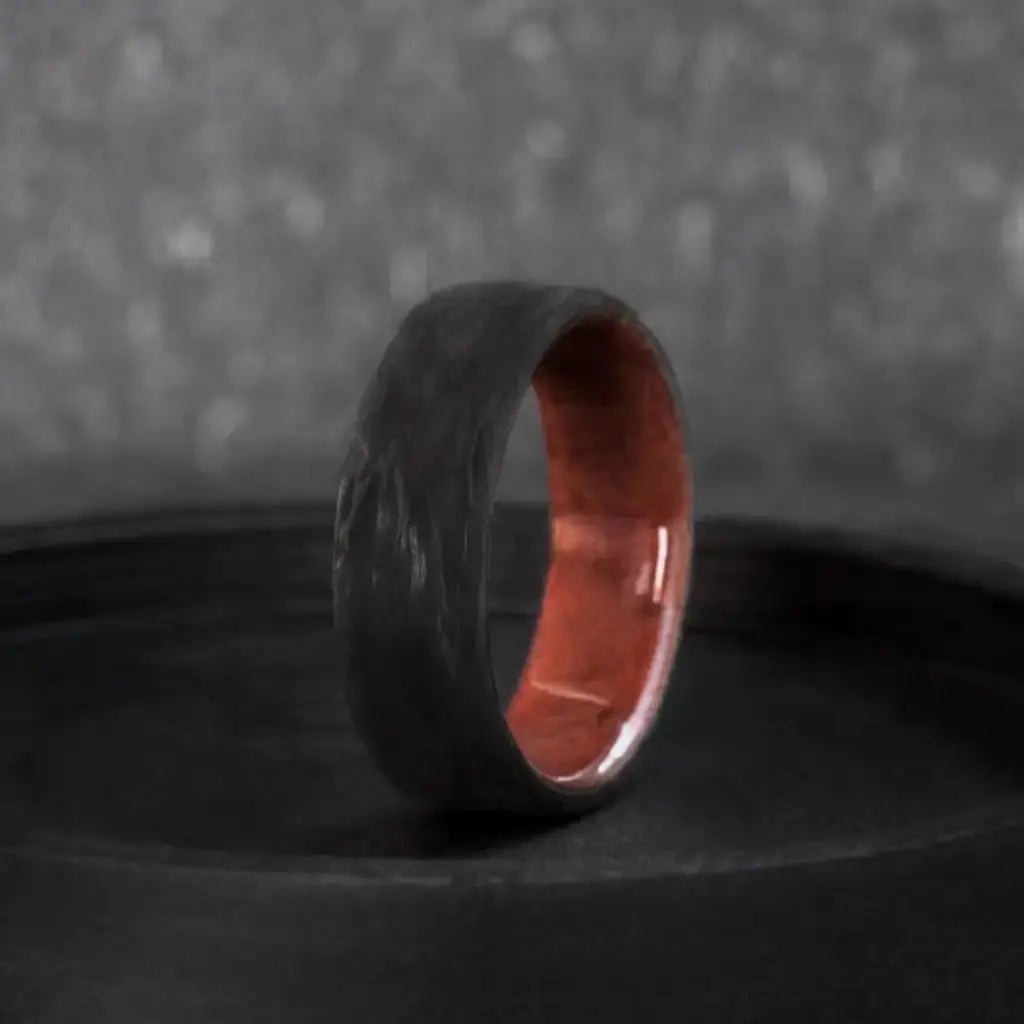 Forged Carbon Fiber and California Redwood Ring - BerchJewelry