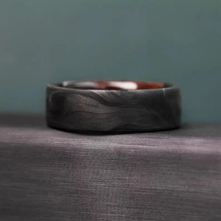 Forged Carbon Fiber and Ironwood Engagement Band - BerchJewelry