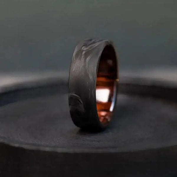 Forged Carbon Fiber and Ironwood Engagement Band - BerchJewelry