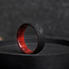 Forged Carbon Fiber and Redheart Wood Wedding Ring - BerchJewelry