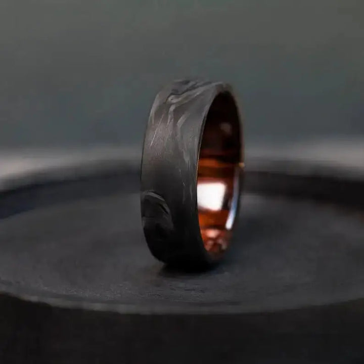 Forged Carbon Fiber and Ironwood Engagement Band.