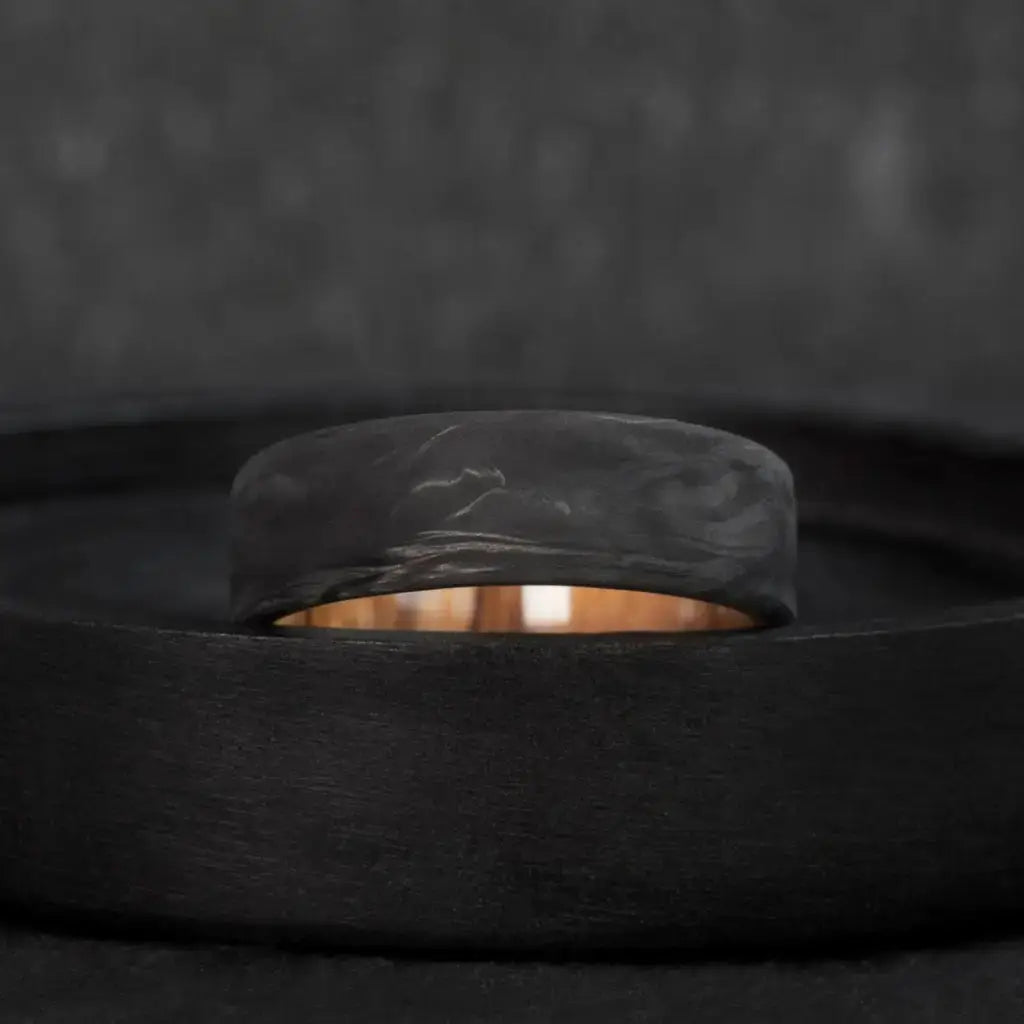Handmade Carbon Fiber and Olive Wood Wedding Ring - BerchJewelry