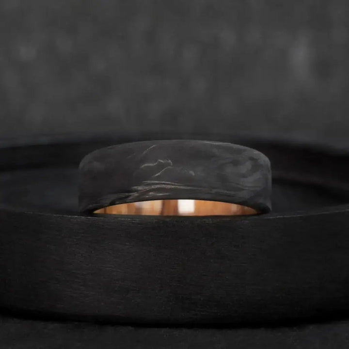Handmade Carbon Fiber and Olive Wood Wedding Ring - BerchJewelry