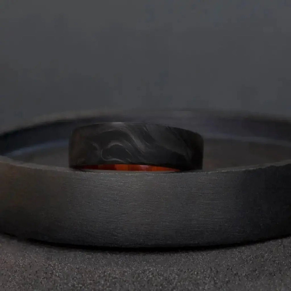 Snakewood Forged Carbon Wedding Band for Men - BerchJewelry