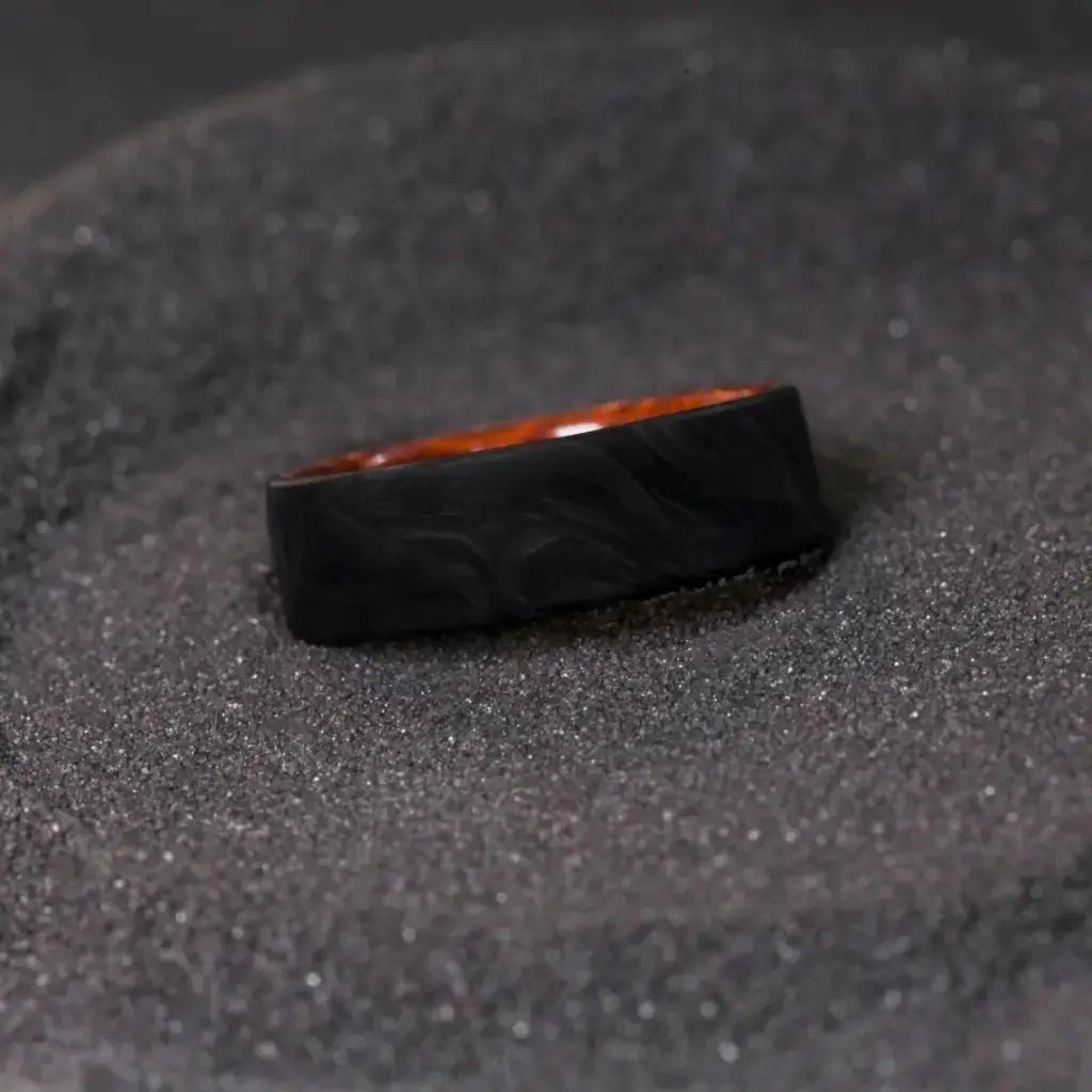 Snakewood Forged Carbon Wedding Band for Men - BerchJewelry