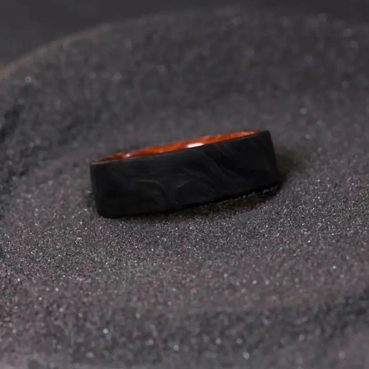 Snakewood Forged Carbon Wedding Band for Men - BerchJewelry