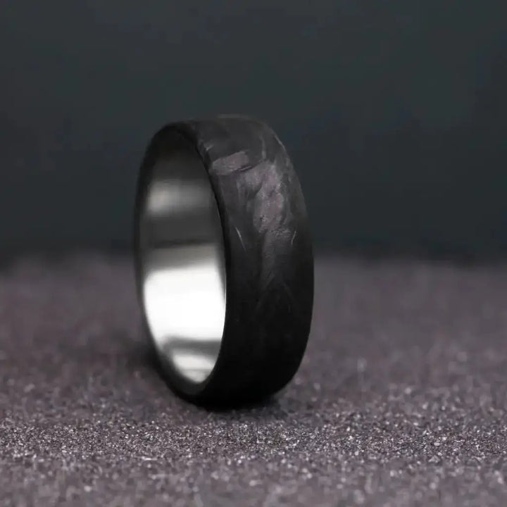 Titanium and Forged Carbon Fiber Wedding Band.