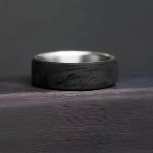 Titanium Forged Carbon Fiber Wedding Band for Men - BerchJewelry