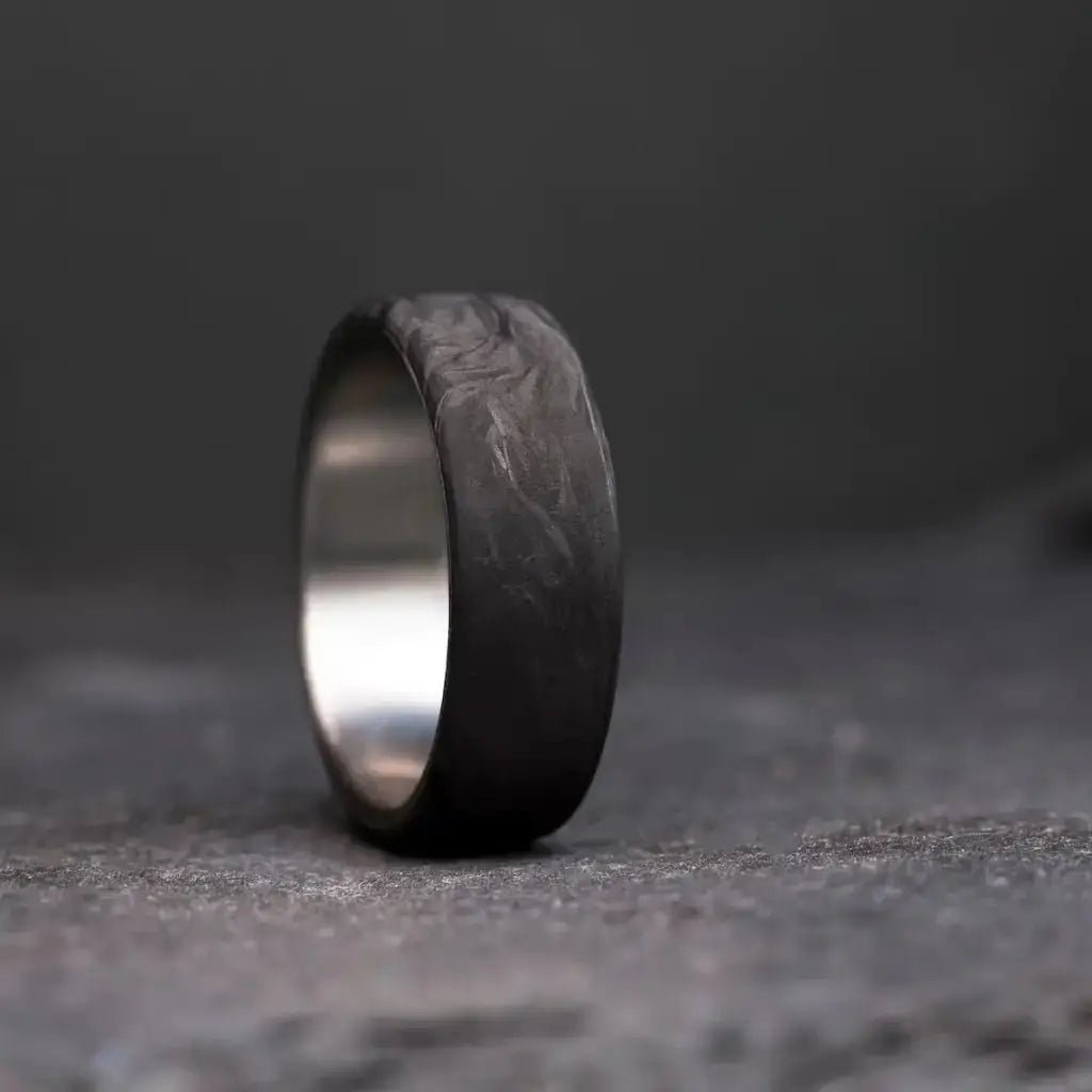 Titanium Forged Carbon Fiber Wedding Band for Men - BerchJewelry