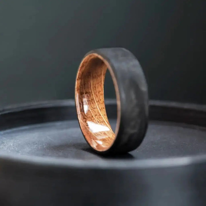 Whiskey Barrel Carbon Fiber Ring, Men's Wedding Band.