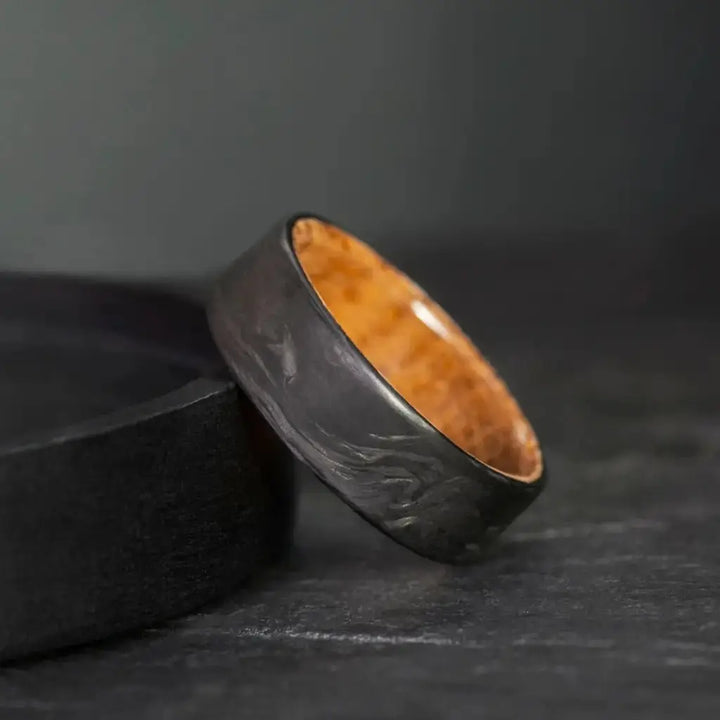 Whiskey Barrel Carbon Fiber Ring, Men's Wedding Band.