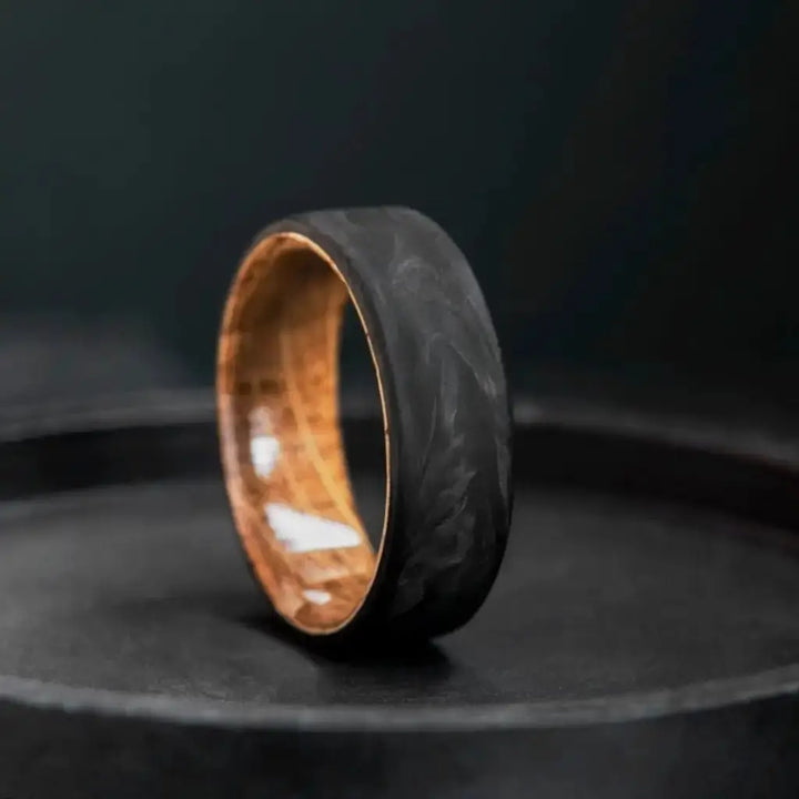 Whiskey Barrel Carbon Fiber Ring, Men's Wedding Band.