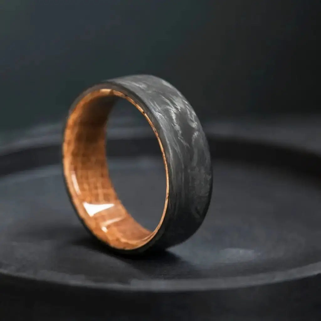 Whiskey Barrel Carbon Fiber Ring, Men's Wedding Band.